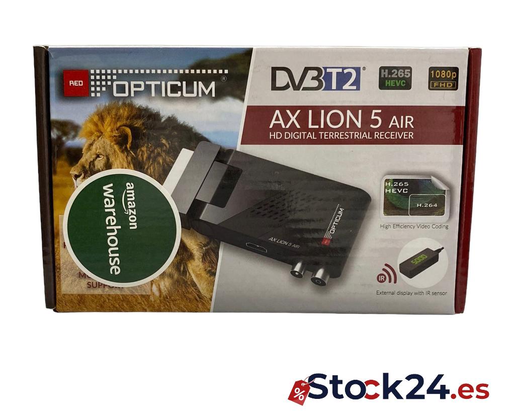 RED OPTICUM Receptor AX Lion 5 Air DVB-T2 H.265 con función de grabación, Sensor infrarrojo Externo con Pantalla LED, HDMI/SCART, USB 2.0, Fuente de alimentación de 12 V, Ideal para Camping