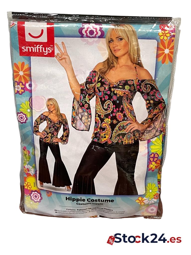 Disfraz hippie para mujer, top estampado y pantalones TALLA XXL