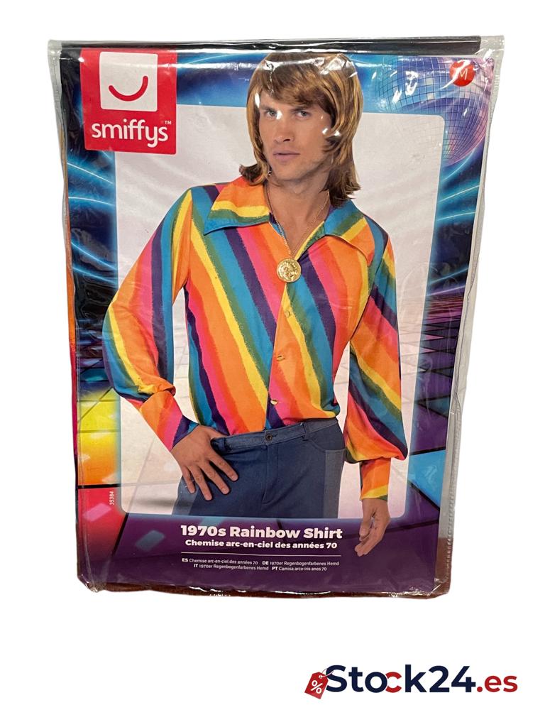 Camisa con Colores arco Iris de Smiffy's los 70 TALLA M