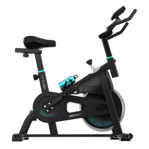 Bicicleta indoor DrumFit Indoor 10000 Teseo con volante de inercia de 10 kg, resistencia manual, monitor LCD, soporte de dispositivos, botella y portabotellas.CECOTEC