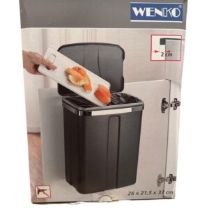 WENKO Papelera para puerta (12) gris, papelera de armario, papelera de cocina, capacidad: 12 l, polipropileno, 26 x 34 x 17 cm, gris