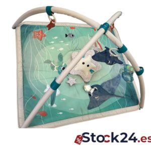 Tiny Love El mundo submarino Gimnasio musical, gimnasio actividades bebe, manta de juegos sensoriales sonoros y táctiles, música integrada y contenido multimedia, colección Treasure the Ocean