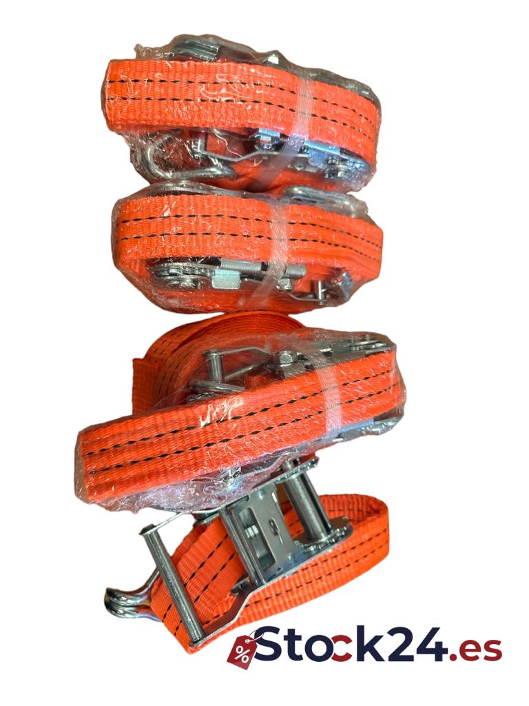 4 correas tensoras con trinquete, 2000 kg