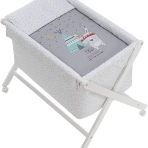 Interbaby 92082-31 - Minicuna de Madera con Textil Tipi Oso Gris, unisex